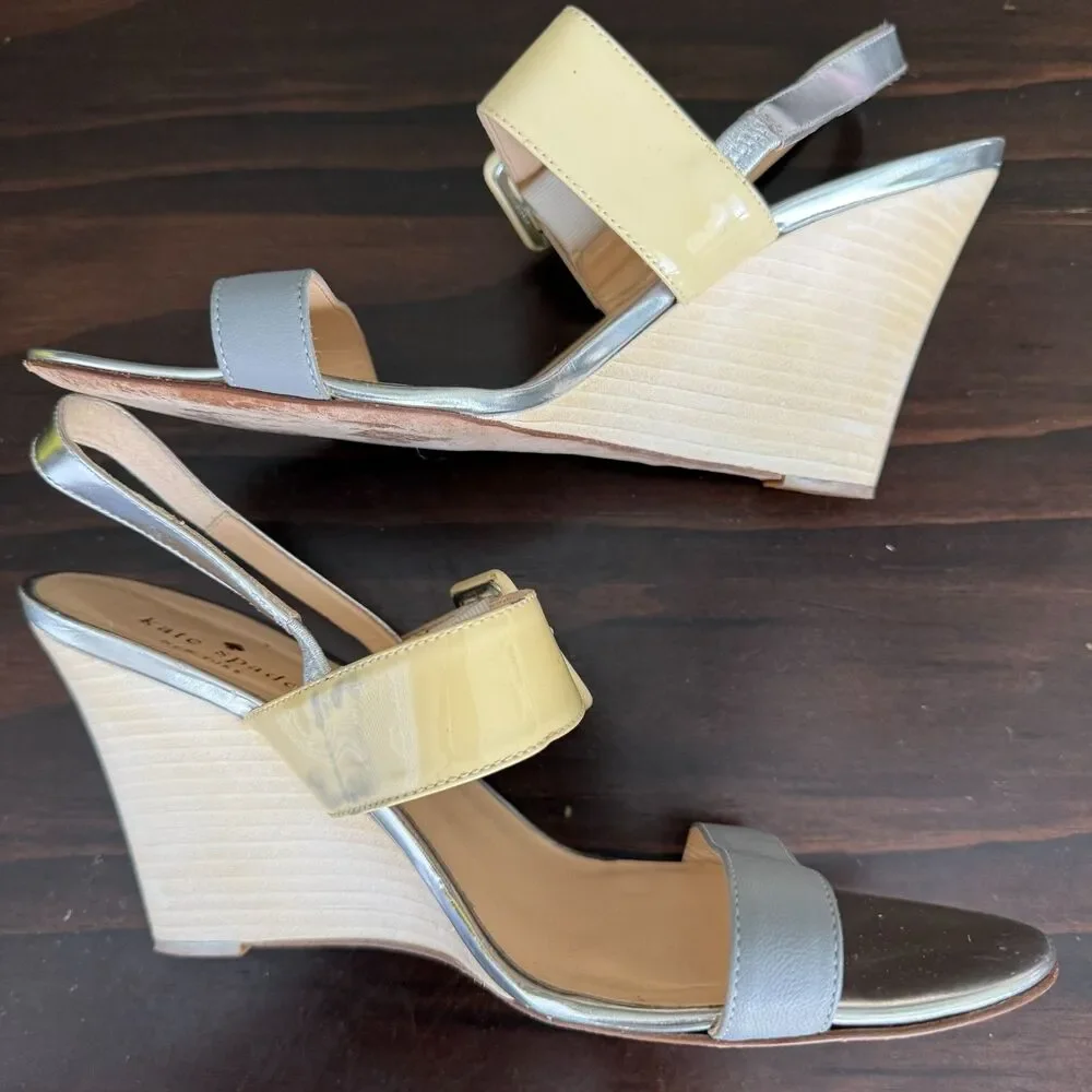 Kate Spade New York Vero Cuoio Slingback Wedge Heel Size 8.5B Made In Italy